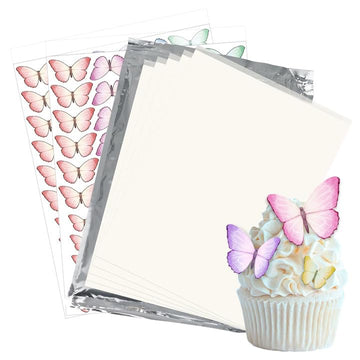 Edible Paper, Frosting Sheets A4 Size with 120pcs Wafer Butterflies, Icing Sheets for Cakes Printable, Edible Image Paper, Sugar