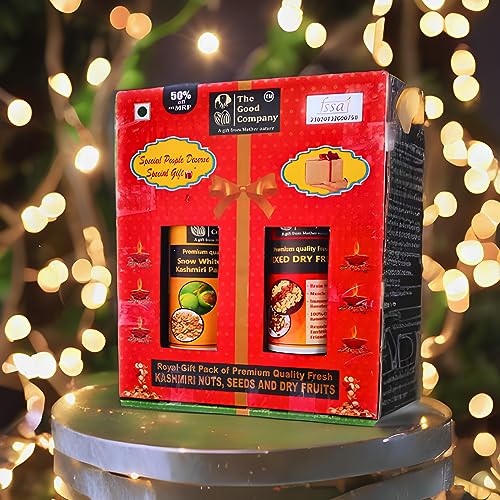 Jammu Tawi Express Dry Fruit Celebrations Gift Box| 02 Jars| 500G | Kashmiri Dry Fruits Gift Hamper|Snacks Ideal For Rakhi, Diwa
