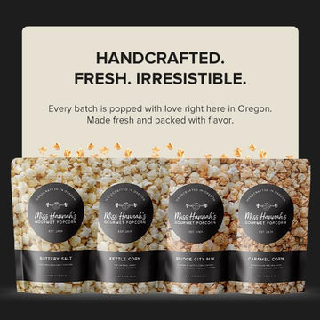 Miss Hannahs Gourmet Popcorn Party Pack - Bridge City Mix, Tutti Frutti, & Sea Salted Brulee - Non-GMO, Sweet & Savory Snack Bo