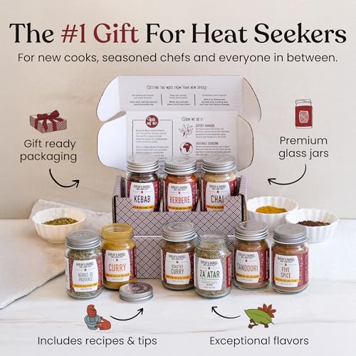 Burlap & Barrel Chili 6-Pack Gift Set - As Seen On Shark Tank - 6 Of Our Favorite Chilis From Around The World- Includes Mild, Medium & Hot Chilis - Kitchen Gift For Cooks - 6 Full Size Jars