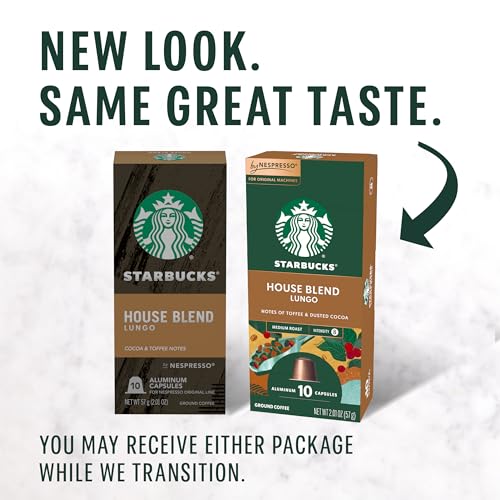 Starbucks By Nespresso Original Line, House Blend, Medium Roast Coffee, 50-Count Espresso Pods