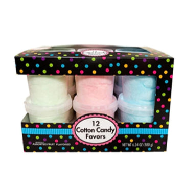 Albert's Variety Flavored Cotton Candy - 12 Pack - Fluffy Rainbow Assorted Sweet Treat - Resealable Tubs - Perfect for Parties &