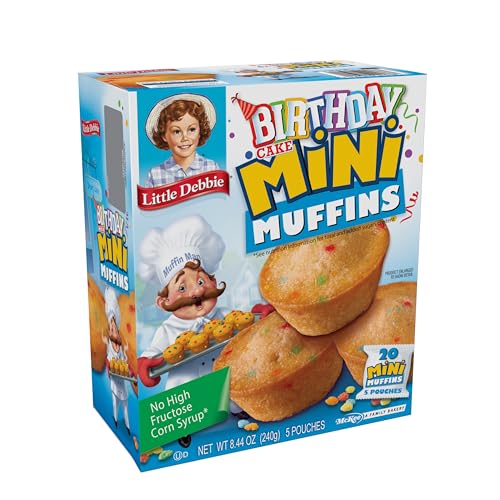 Little Debbie Birthday Cake Mini Muffins, 5 Pouches, 8.44 OZ Box