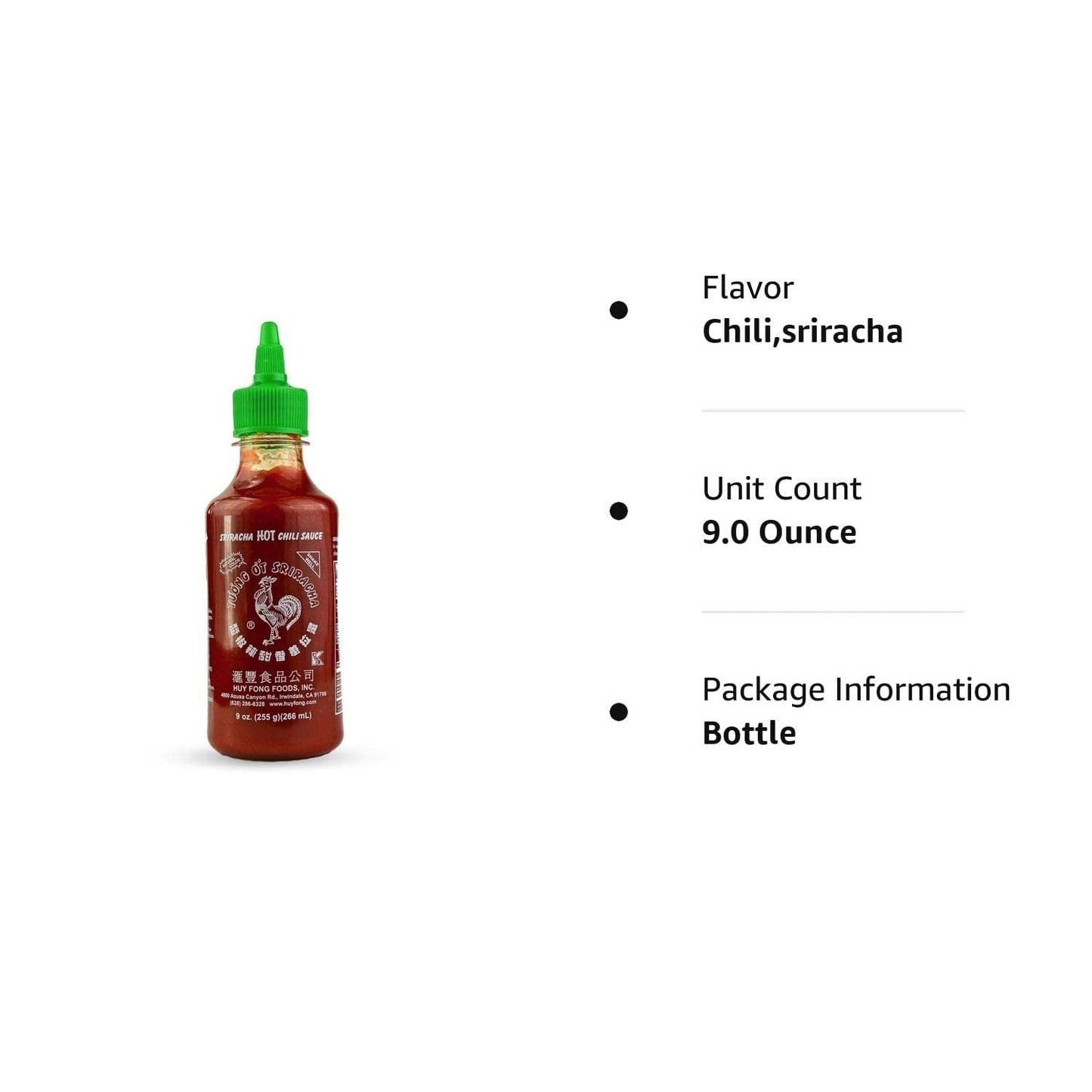 Huy Fong Sriracha Hot Chili Sauce, 9 Ounce (Pack Of 1)