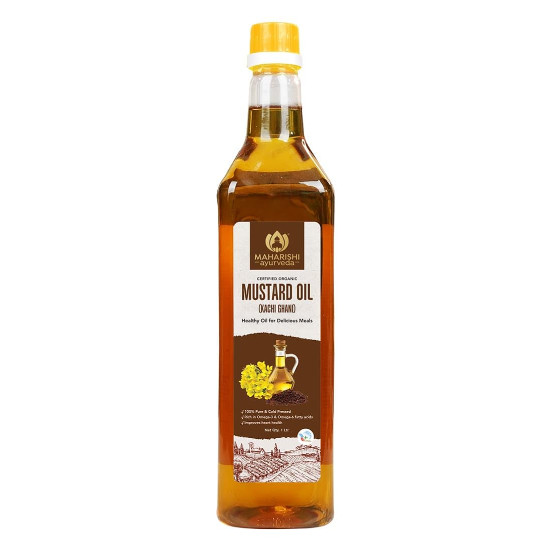 Maharishi Ayurveda Organic Certified Mustard Oil | ColdPressed Kachi Ghani Sarson Oil | Supports Digestion, Circulation & Daily