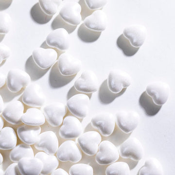 White Sprinkles,Heart-Shaped Cake Sprinkles 130G 4.6Oz Cookie Sprinkles,Sugar Pearl, Edible Candy Pearls For Cake Cupcake Decora