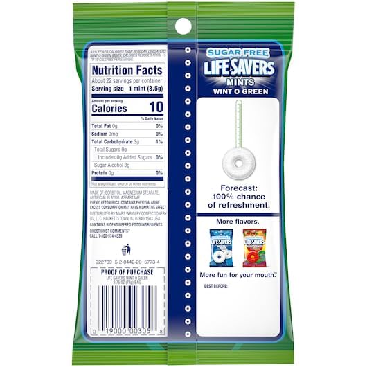 Lifesaver Mint Variety Pack of 4-2 of Each - Pep O Mint and Wint O Green - Individually Wrapped - Enjoy Anywhere and Anytime
