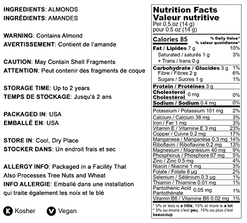 Food To Live Dry Roasted California Almonds, 12 Ounces Oven Roasted Whole Nuts, Unsalted, No Oil Added, Vegan, Kosher, Bulk. Goo
