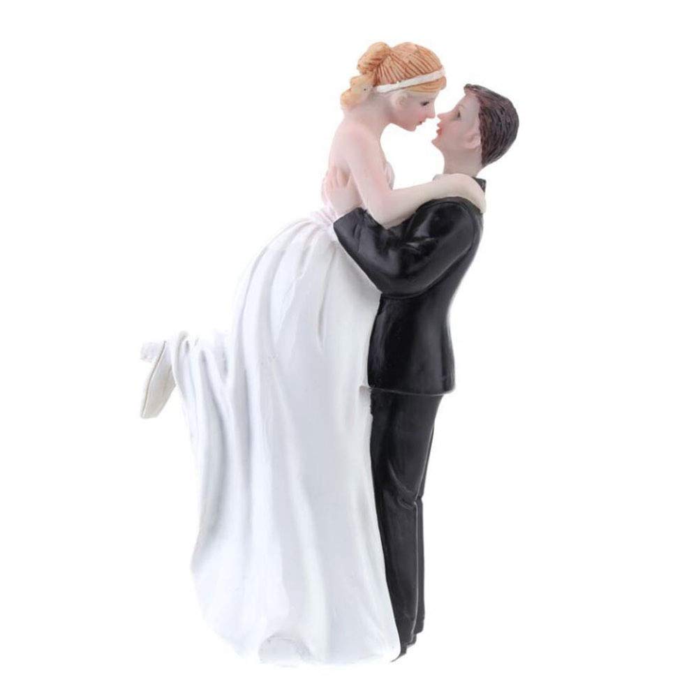 Bride & Groom Wedding Cake Topper, Wedding And Engagement Party Fun Wedding Couple Figurines Decorations Gifts (Groom Lift Bride