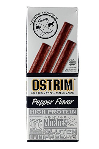 Ostrim (1.5Oz) High Protein Snack Stick, (2 Packs Of 10) (1.5, Pepper (Beef & Ostrich))