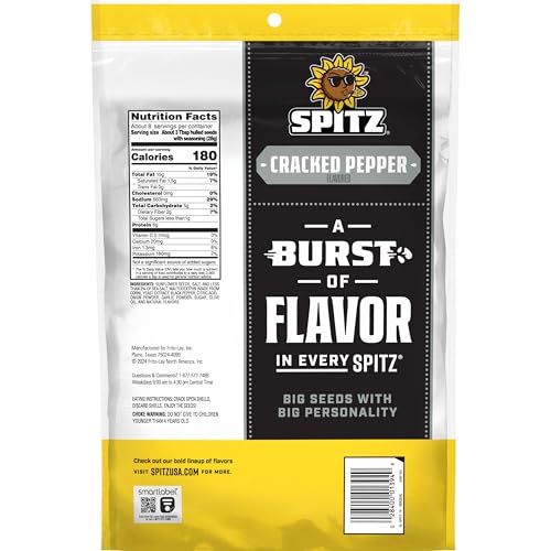 Spitz Sunflower Seeds Pack, Cracked Pepper, 16 Oz Snack Bag