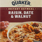 Quaker Instant Oatmeal, Raisin Date & Walnut, 8 Packets