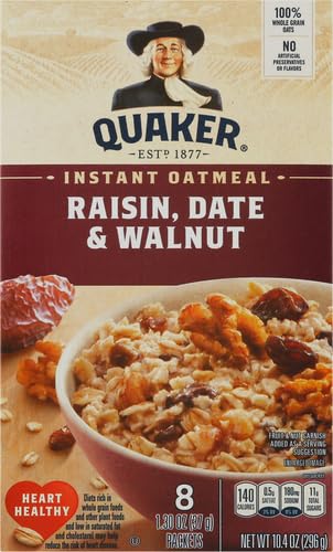 Quaker Instant Oatmeal, Raisin Date & Walnut, 8 Packets