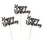 Donoter 24 Pcs Happy Birthday Cupcake Toppers Cake Picks For Birthday Party Decoration Supplies (Black)