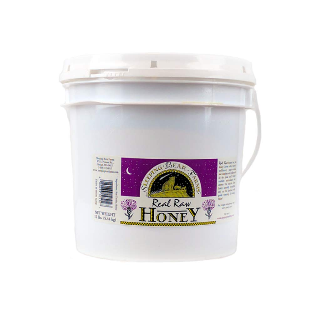 Sleeping Bear Farms Raw Honey 1 Gallon Jug - 12 lbs Unfiltered, Unpasteurized, Creamy White, Bulk, No Additives, Spreadable Honey