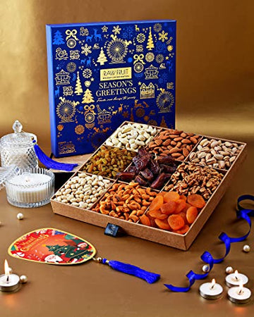 Hyperfoods New Year Gift Christmas Gifts Christmas Items Christmas Gift Hampers Dry Fruits Gift Pack Blue L9 Basic Nuts And Dry 