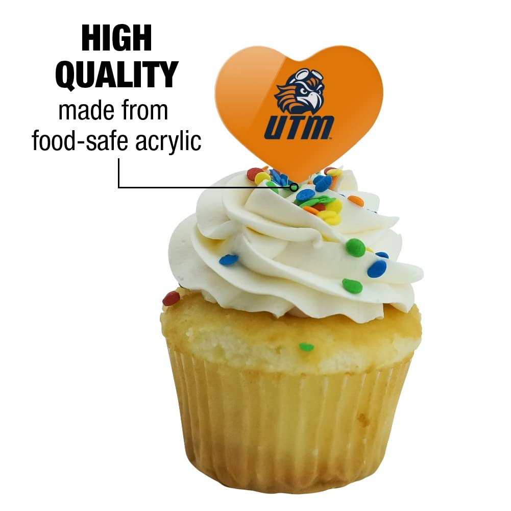 GRAPHICS & MORE Acrylic Cupcake Picks Set of 6 - University of Tennessee Martin Secondary Logo Heart Decoration