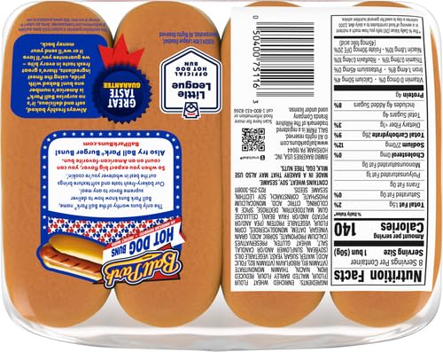 Ball Park White Hot Dog Buns, 8 Count, Hot Dog Buns, 14 Oz Bag