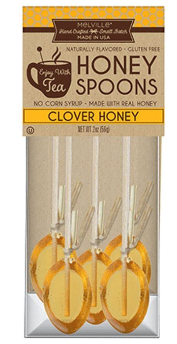 Melvillecandy Hard Candy Clover Honey Spoons Lollipop On Wooden Ball Sticks, 5 Count Bag