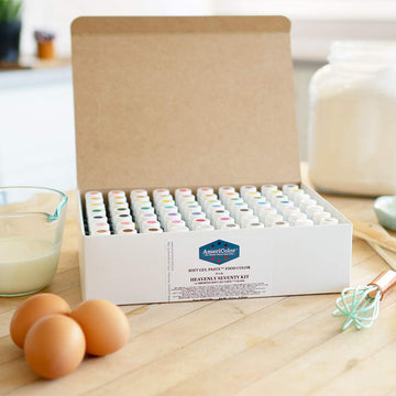 AmeriColor Soft Gel Paste Food Coloring Kit, 70 x 0.75 Ounce Bottles, Ivory, Orange, Blue, Yellow, Sky Blue, Navy Blue, White