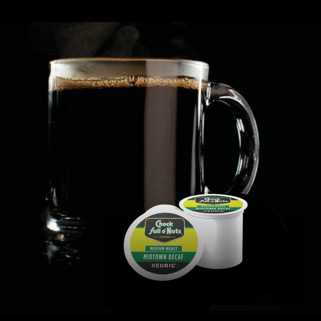 Chock Full o Nuts Decaf Keurig K-Cup Pods, Medium Roast, 12 Count (Pack of 6)