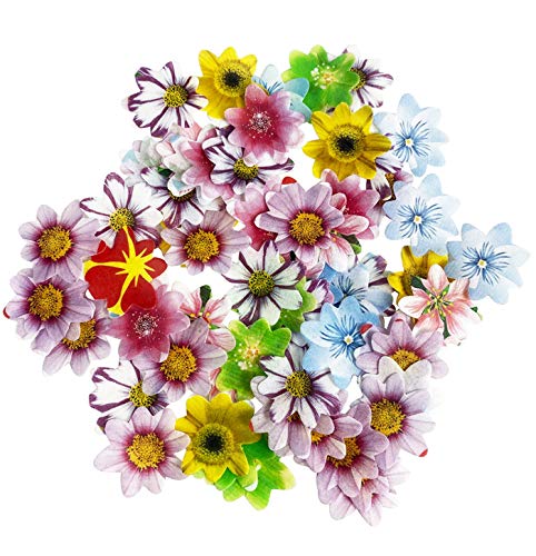 Set Of 48 Edible Mini Flower Cupcake Toppers Wedding Cake Birthday Party Food Decoration Mixed Size & Colour