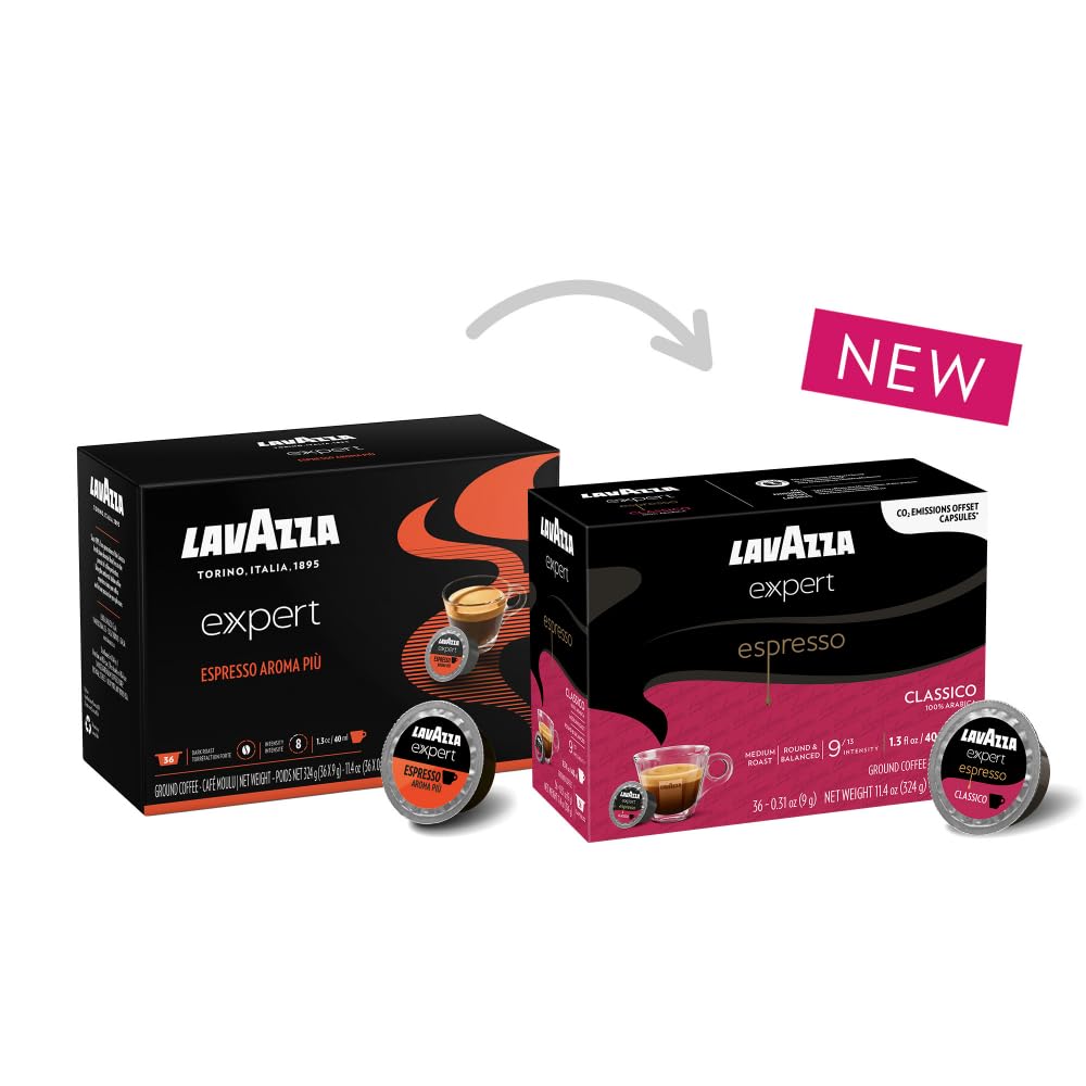 Lavazza Expert Espresso Classico compact pieces, Medium Roast, 100% Arabica, 36 Count, Compatible with Lavazza Classy Machines