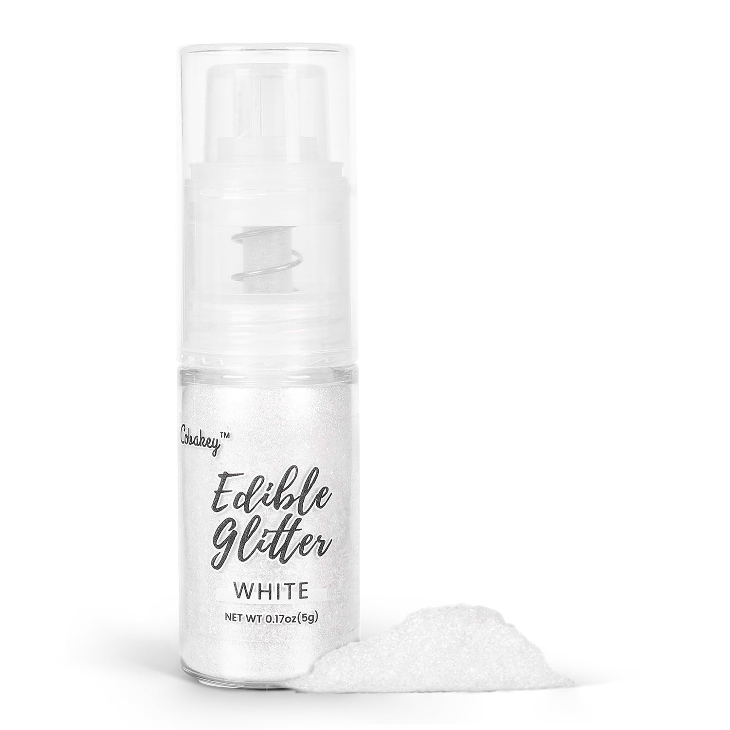 Shimmer White Edible Glitter Spray, 5g Edible Glitter for Cocktails, Cobakey Luster Dust Edible for Cake Decorating, Drinks, Bak