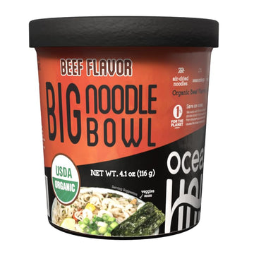 Ocean's Halo, Organic Beef Flavor Big Noodle Bowl, 4.02 Ounce