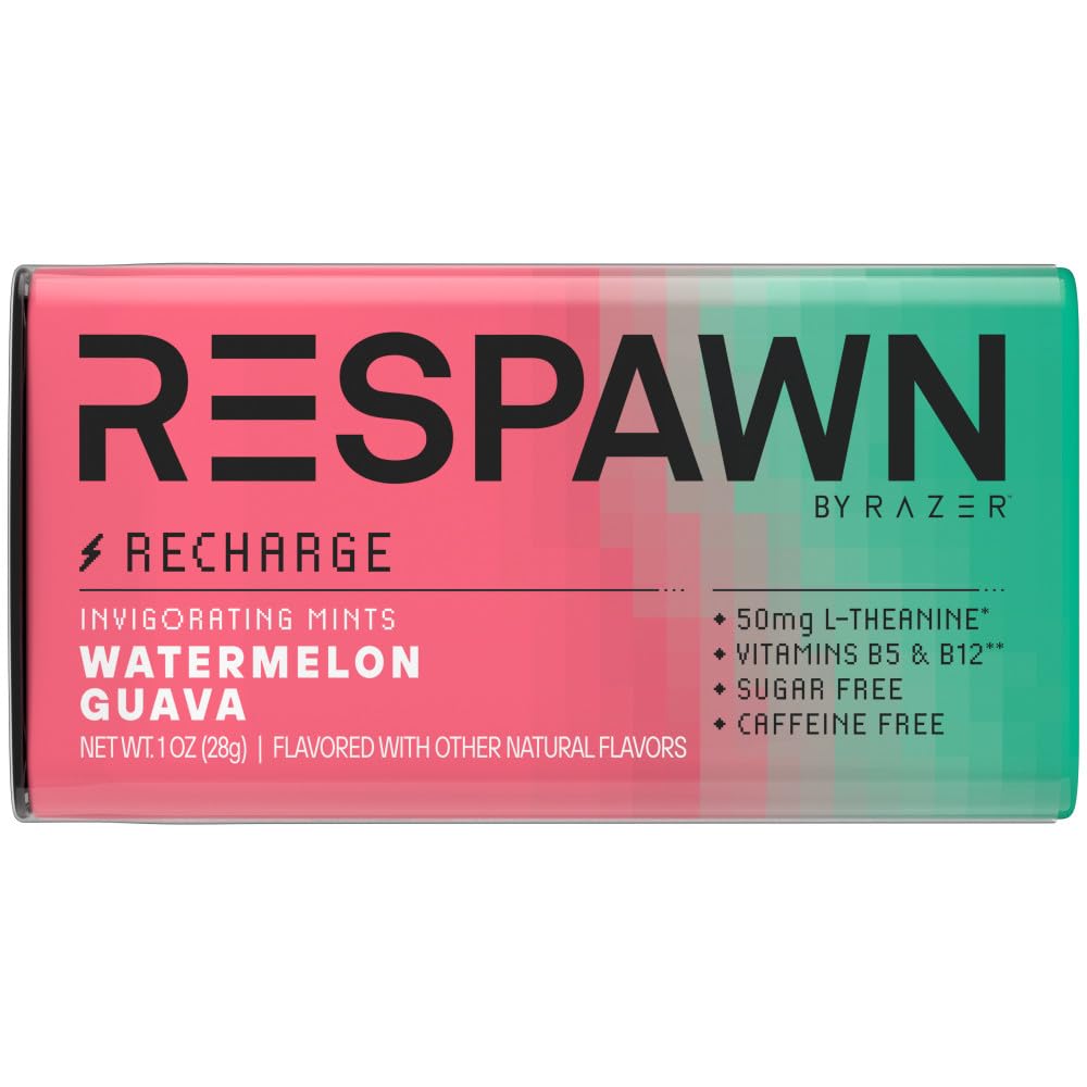 RESPAWN by Razer RECHARGE Watermelon Guava Mints. Sugar Free, 1 oz Packs (Pack of 8)