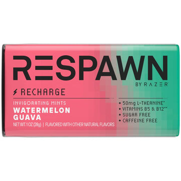 RESPAWN by Razer RECHARGE Watermelon Guava Mints. Sugar Free, 1 oz Packs (Pack of 8)