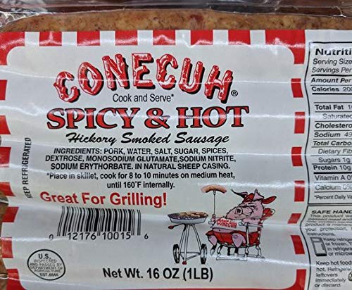 Conecuh Spicy & Hot Hickory Smoked Sausage, 16 Ounce (Pack of 4)