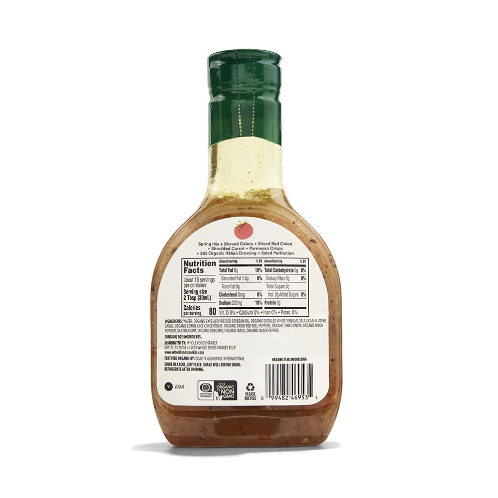 365 by Whole Foods Market Organic Italian Dressing, 16 Fl Oz, Pack of 1
