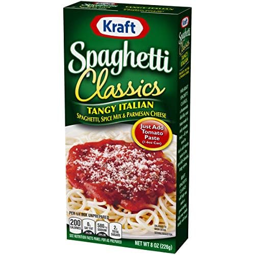 Kraft Spaghetti Classics Tangy Italian Easy Pasta Meal with Spaghetti, Spice Mix & Parmesan Cheese 8 OZ (Pack of 6)