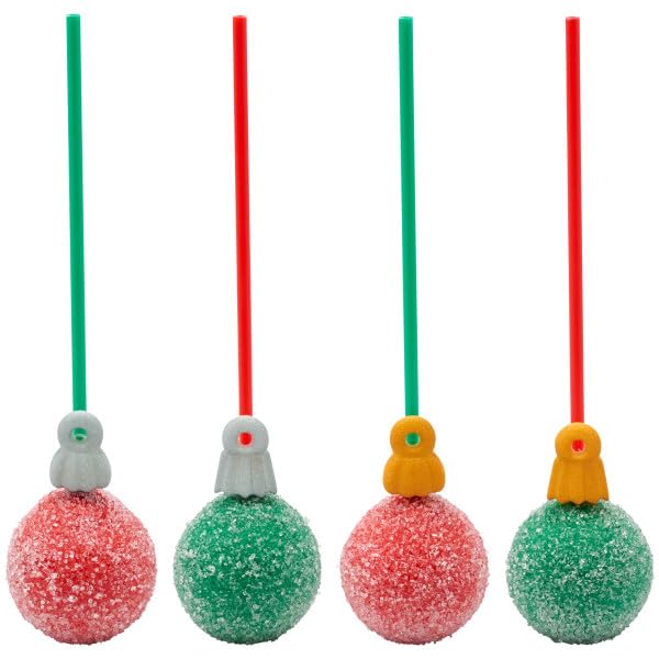Gold And Silver Christmas Ornament Edible Sugar Cake Toppers, 24 Count