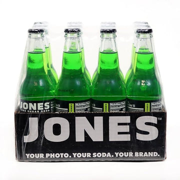Jones Soda Co. Green Apple Soda Flavor | 100% Cane Sugar Soda | Craft Soda Pop | Soda Soft Drinks | 12 Oz Glass Bottle Soda | 24