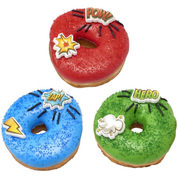 Super Hero Assortment Edible Sugar Cake Toppers, 12 Count