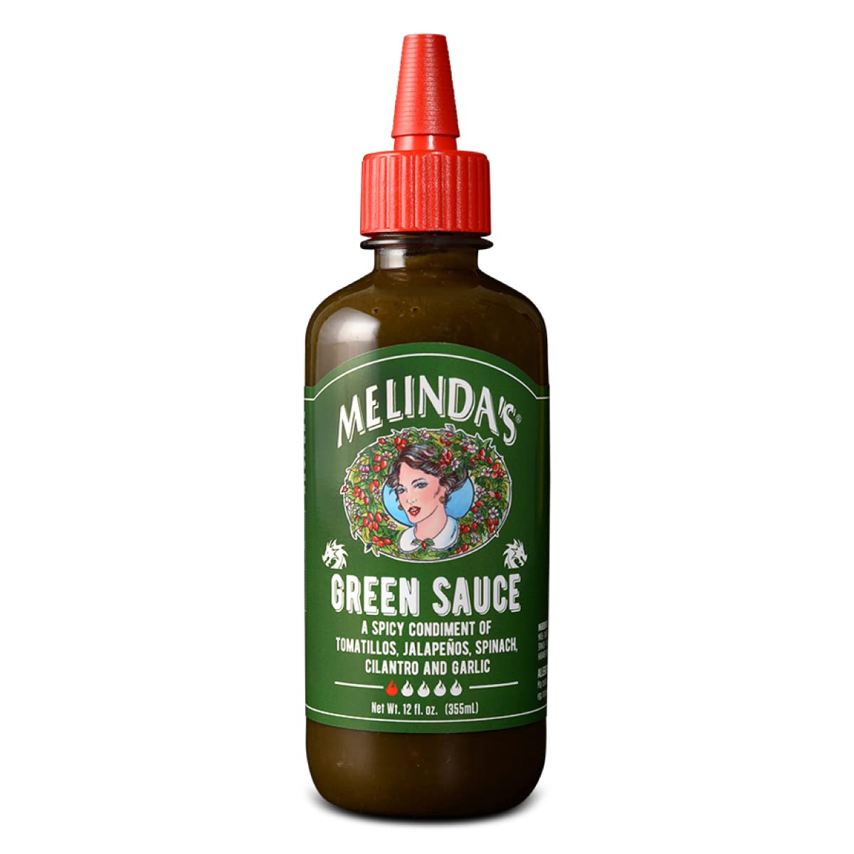 Melindas Green Sauce - Gourmet Mild Chile Verde Hot Sauce - 12 Fl Oz - Kosher - Made with Fresh Tomatillos, Jalapeño, Spinach & Cilantro