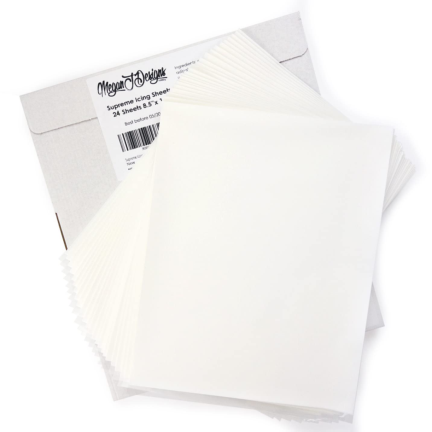 Supreme Icing Sheets 24 Pack Premium White Flexible Edible Frosting Printer Paper Cake Decoration 8.5'' X 11'' By Meganjdesigns