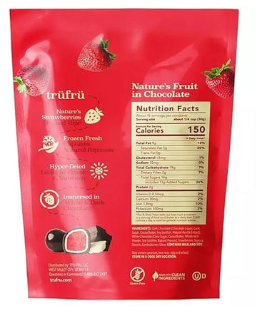 Tru Fru Nature 'S Strawberries, Hyper-Dried Fresh In White And Dark Chocolate | 16 Ounces, Resealable Bag
