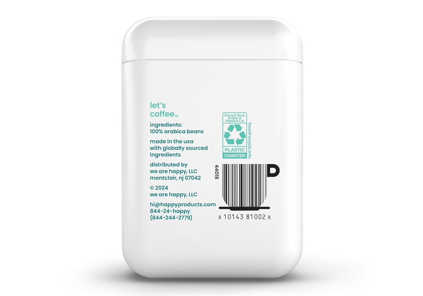 Happy Coffee Light Roast Ground Coffee, 12 Oz., Notes Of Cashew & Elation, Recyclable Container, Grown & Harvested In Colombia,