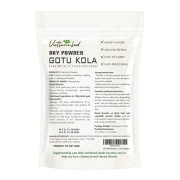 Gotu Kola Powder 5.29 Oz (150G) Vietfarmfood: Freeze-Dried Extracted From 100% Pure, Sugar-Free. Used To Mix Mixed Drinks Fresh
