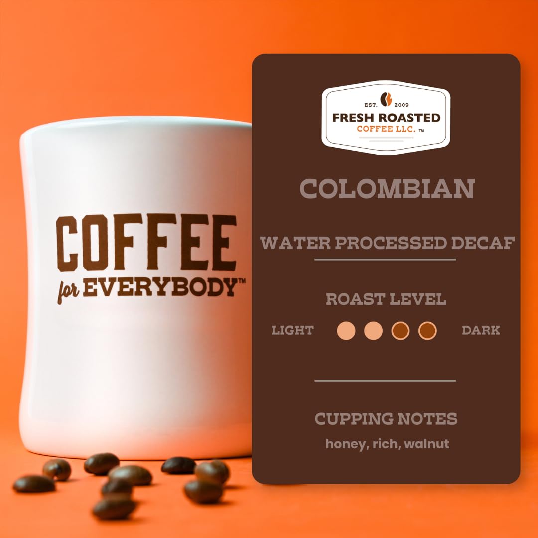 Fresh Roasted Coffee Swiss Water Decaf Colombian Ground, Medium Roast, 5 lb (80 oz), Kosher