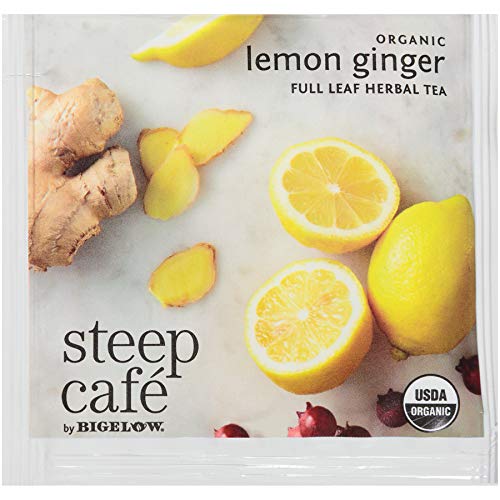 Bigelow Tea Steep Cafe Organic Herbal Tea  Lemon Flavor Blendger  50 Bags/Carton