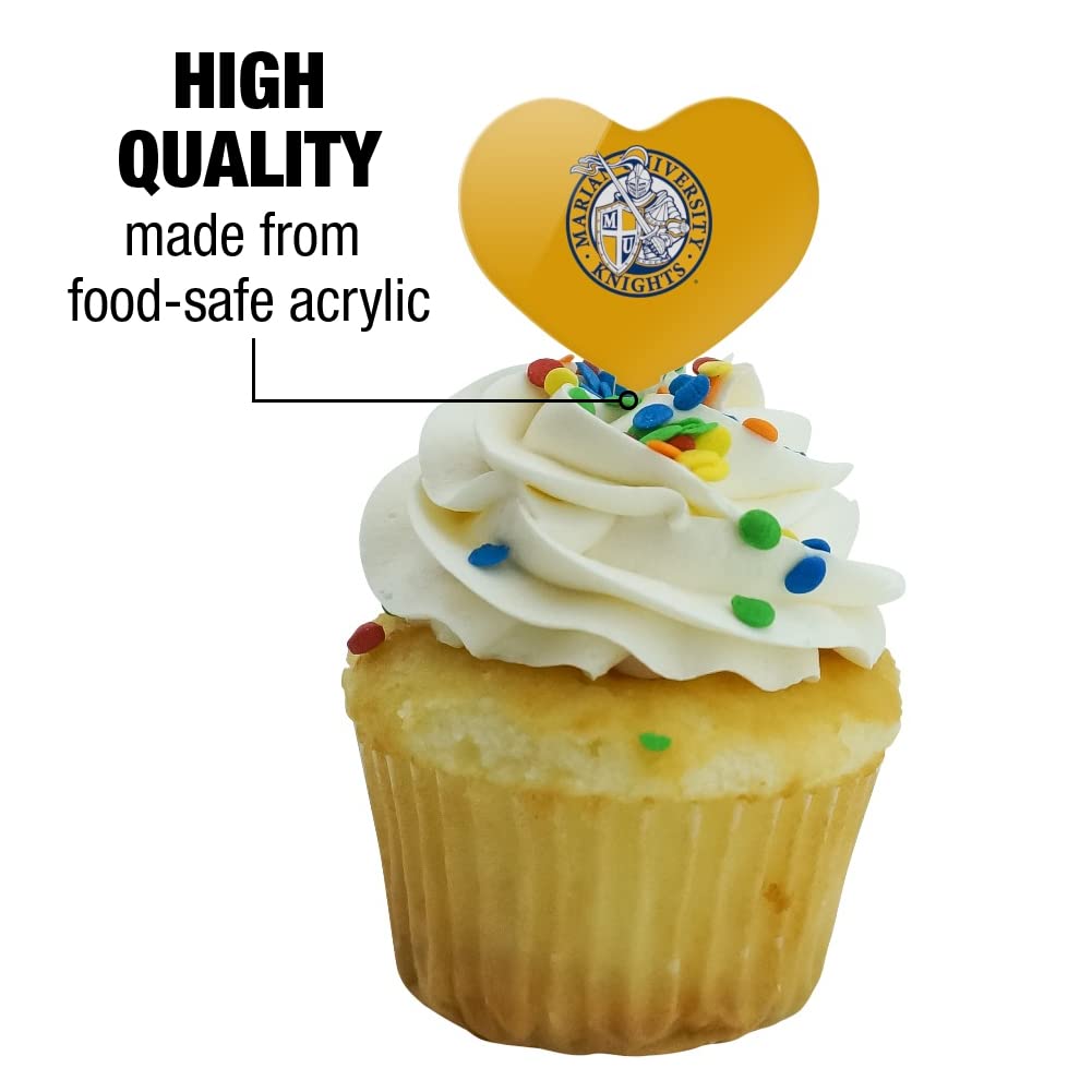 GRAPHICS & MORE Cupcake Picks Set of 6 Acrylic Marian University Heart Decoration Toppers, Model CUPT.HRT.ACR.6PK.CLCMCW500B