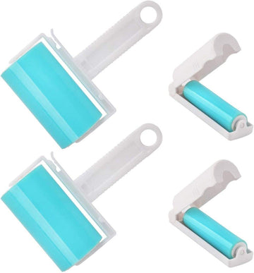 Washable Lint Roller 4 Pack, Reusable Sticky Lint Roller Dog Cat Hair Remover Brush For Clothes, Pet Hairs, Carseats
