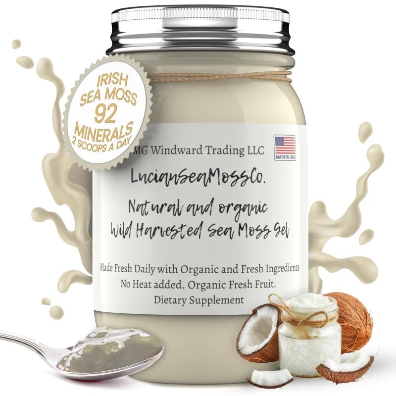 MG Windward Trading LLC Pina Colada Sea Moss Gel Organic 16 oz Fresh Fruit Infused