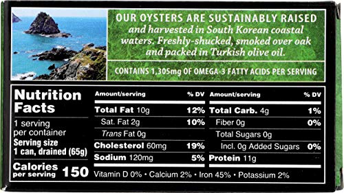 Crown Prince Smoked Oysters in Olive Oil, 3 Ounce, Model 71186-51573