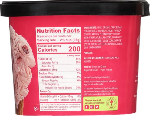 Aldens, Organic Strawberry Ice Cream, 48 oz (Frozen)