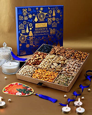 Hyperfoods New Year Gift Christmas Gifts Christmas Items Christmas Gift Hampers Dry Fruits Gift Pack Blue L10 Jumbo Nuts And Dry